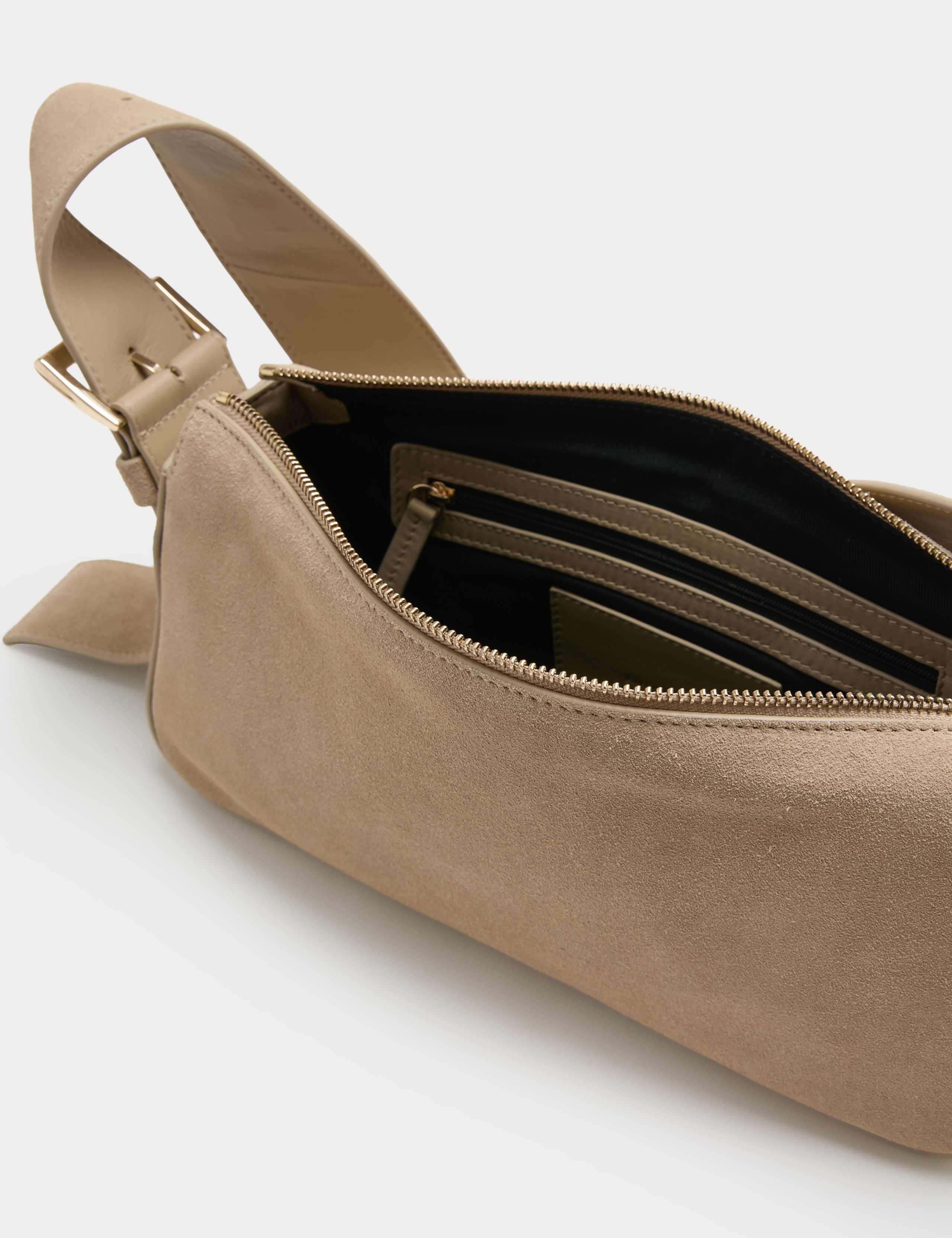 Autograph suede boxy sling bag (British brand)