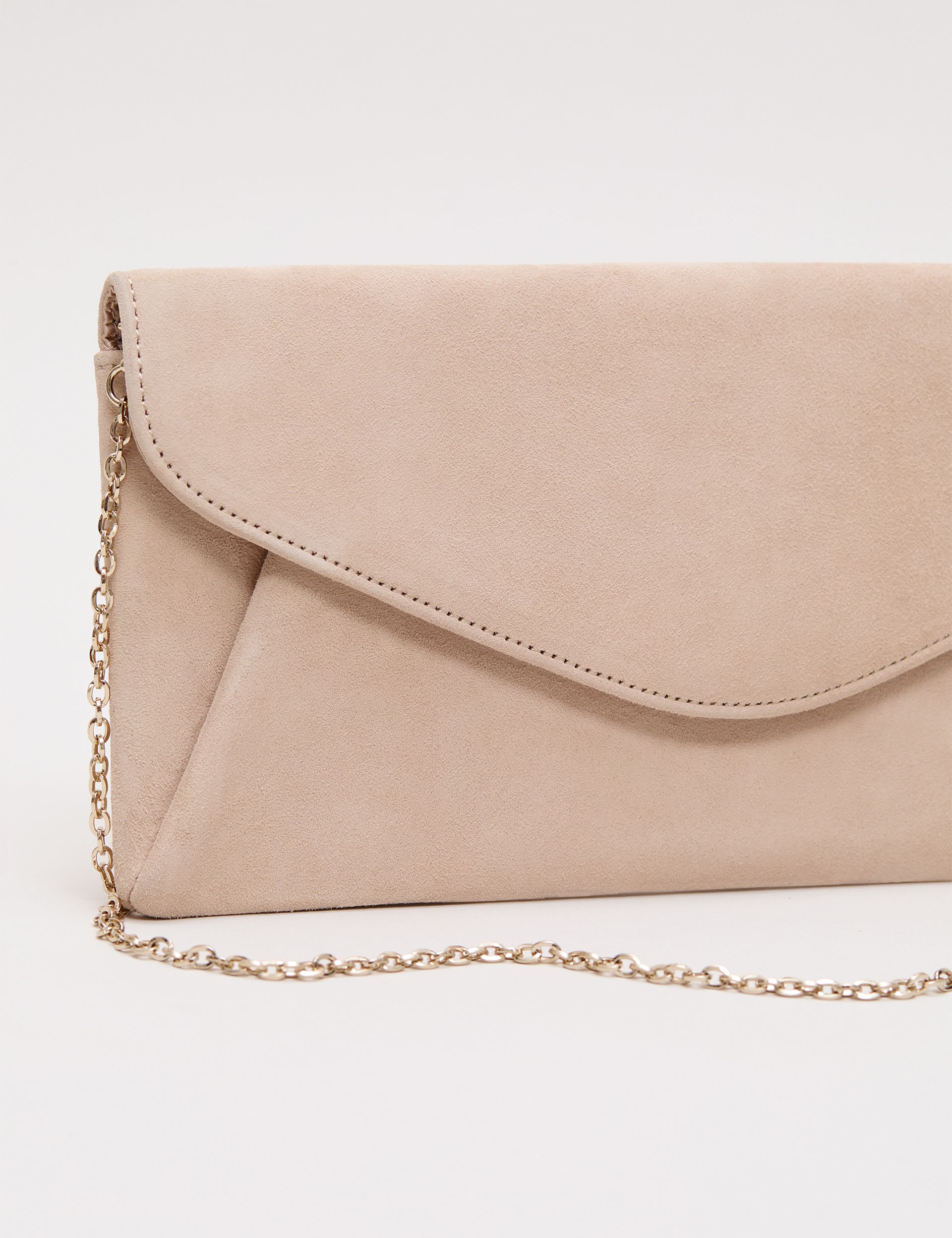 Phase Eight suede clutch bag with gold chain (British brand)