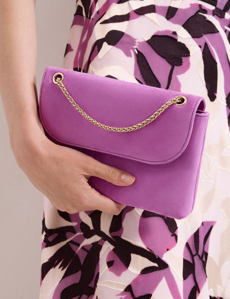 Phase Eight suede clutch bag with chain strap (British brand)