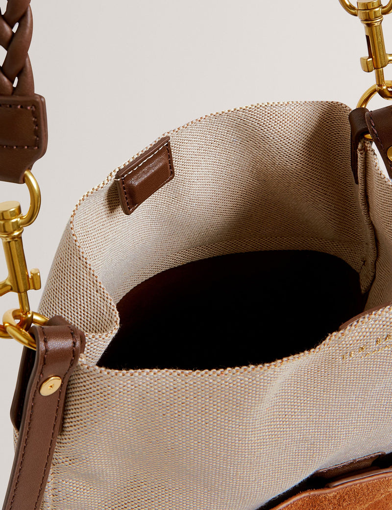 Ted Baker suede colour block bucket bag - British product