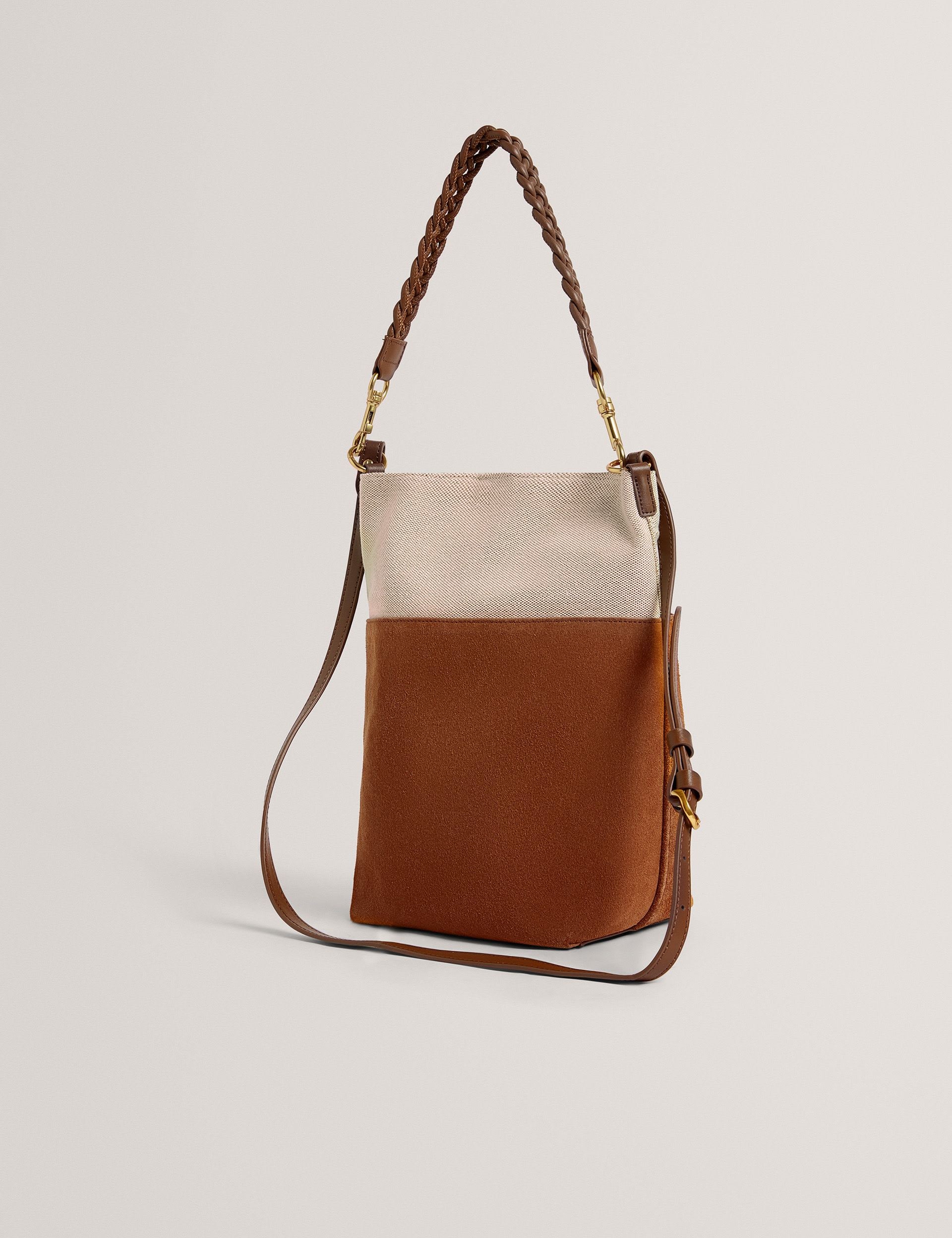 Ted Baker suede colour block bucket bag - British product