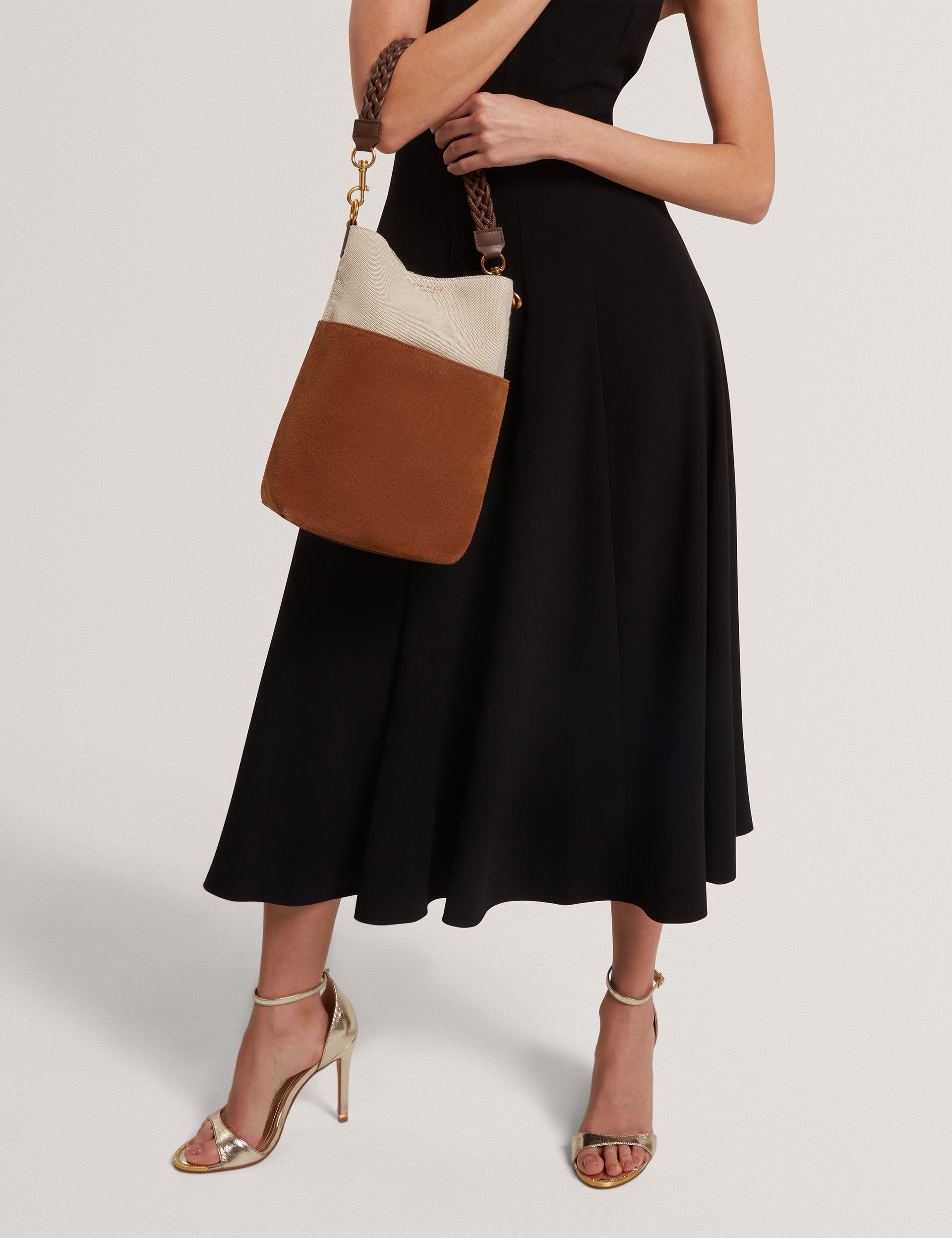 Ted Baker suede colour block bucket bag - British product