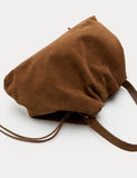 Autograph suede shoulder bag with drawstring sides - British product