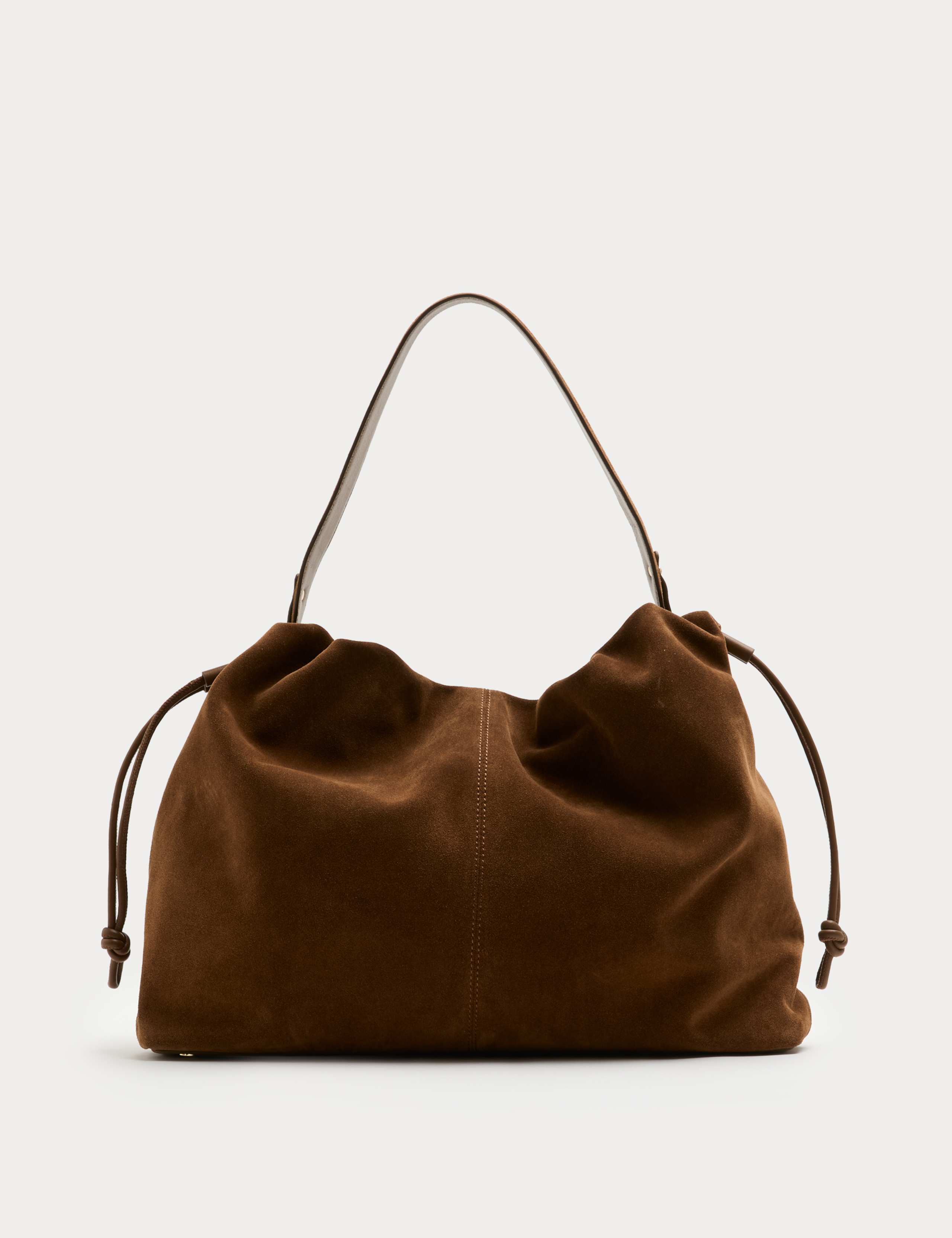 Autograph suede shoulder bag with drawstring sides - British product
