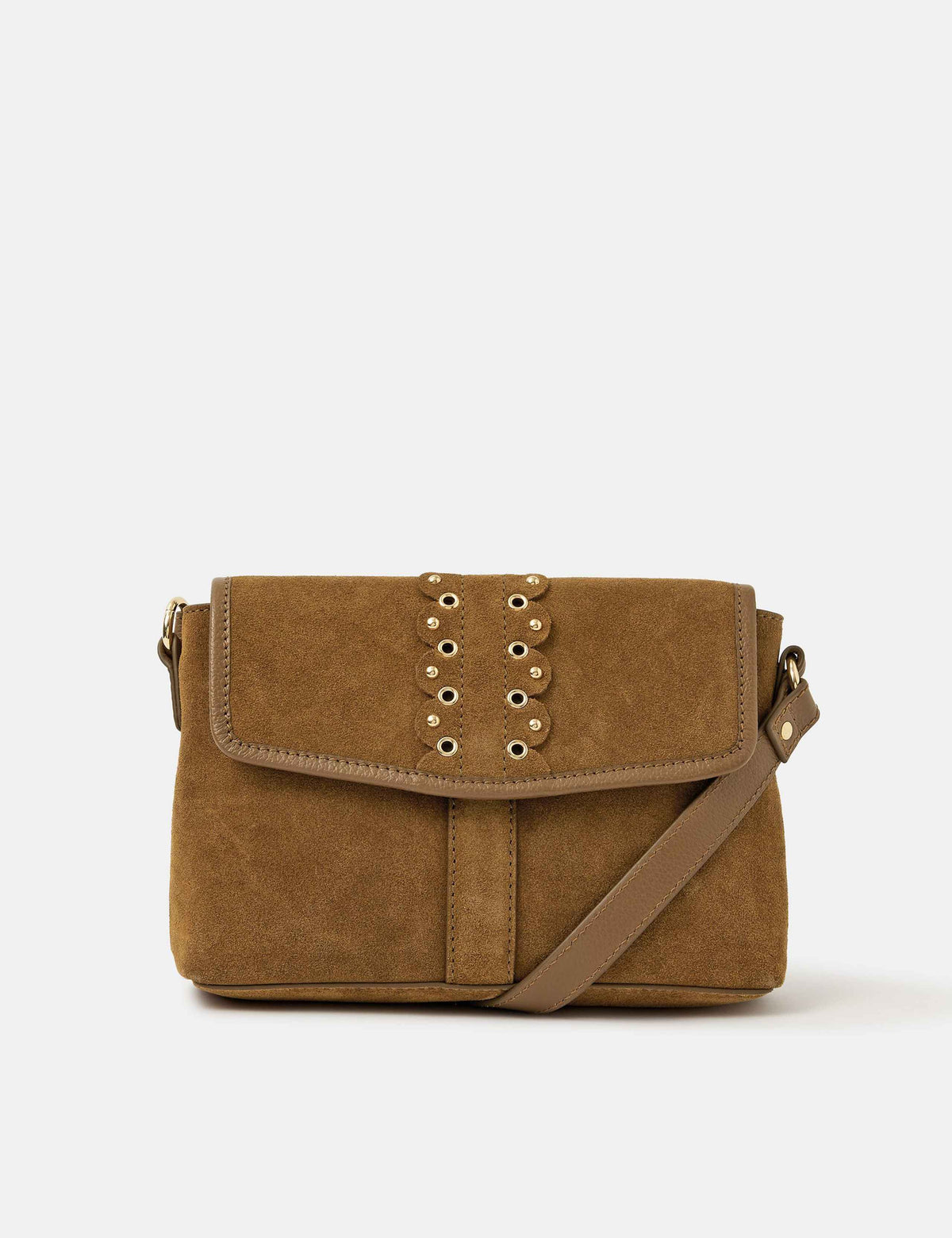 Accessorize suede cross body bag with eyelet detail, UK version