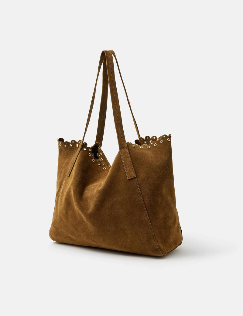 Accessorize suede eyelet tote bag 48cm, imported from the UK