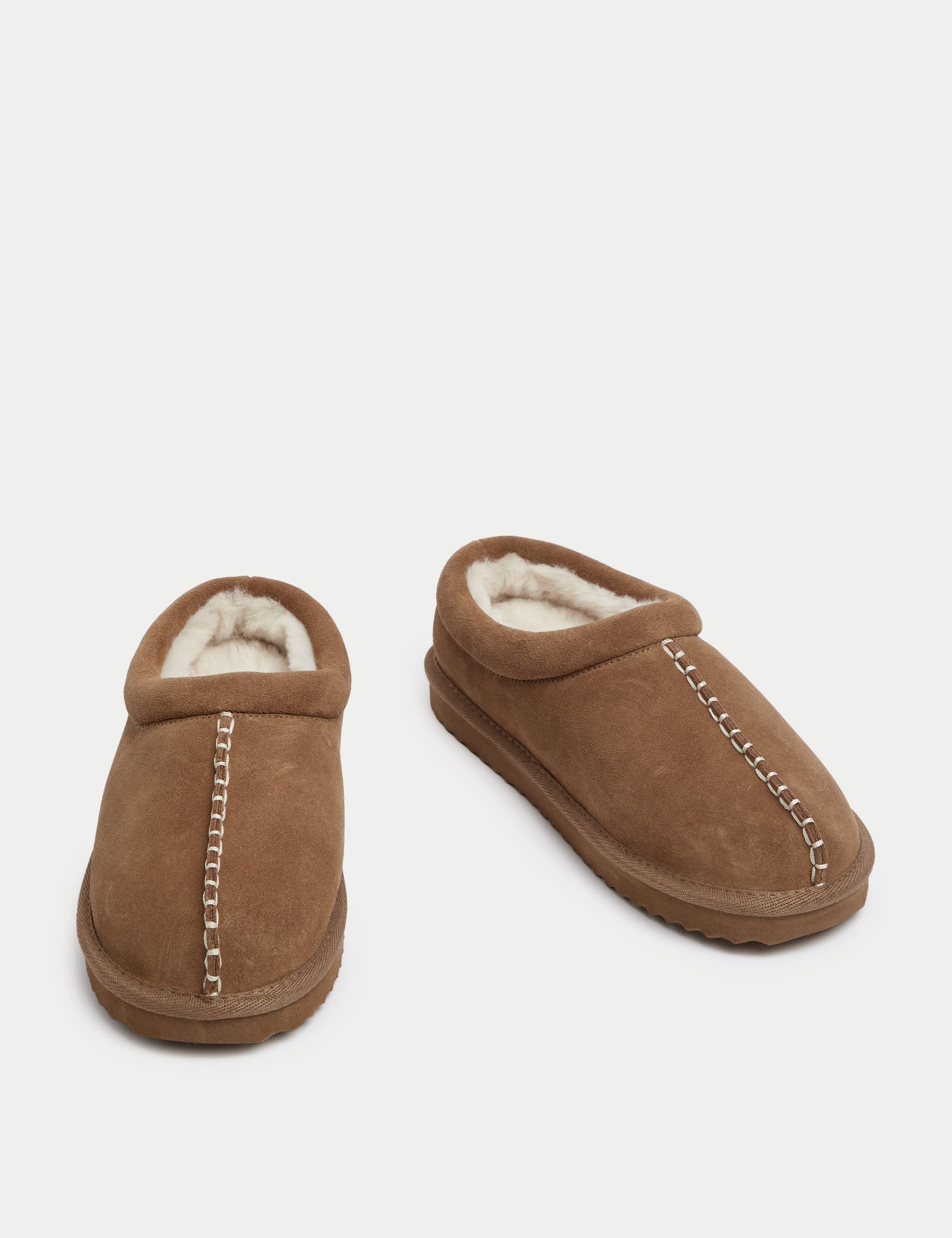M&S suede faux fur lined mule clog slippers (British brand)