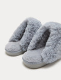 M&S suede faux fur trim mule slippers (British brand)