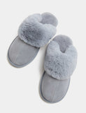 M&S suede faux fur trim mule slippers (British brand)