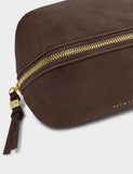 Katie Loxton suede fold-out mirror makeup bag, imported from the UK
