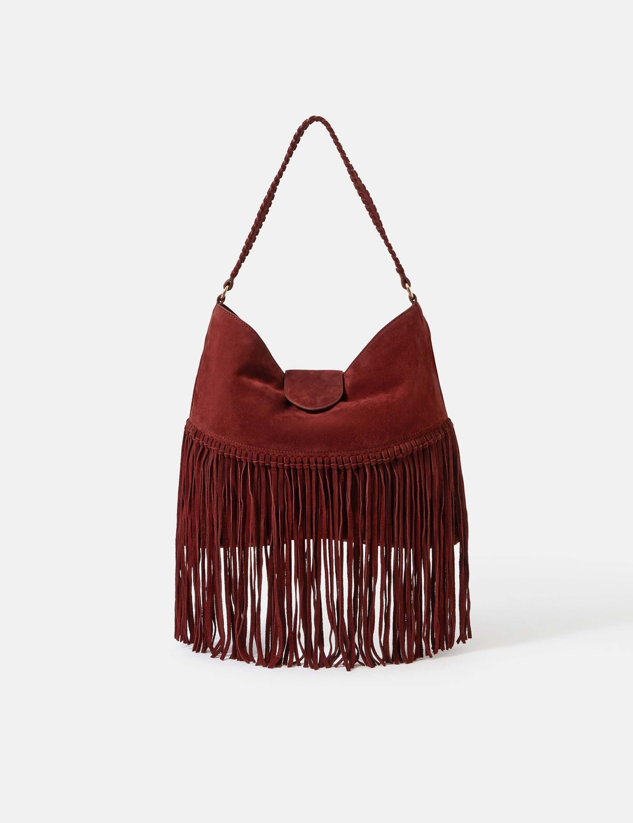 Accessorize suede fringed shoulder bag (British brand)
