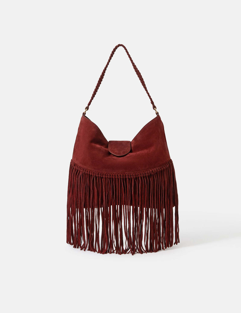 Accessorize suede fringed shoulder bag (British brand)