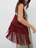 Accessorize suede fringed shoulder bag (British brand)