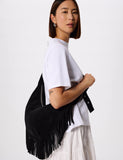 Whistles suede fringed shoulder bag with adjustable strap (British brand)