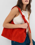 Accessorize suede shoulder bag with knot handle (British brand)