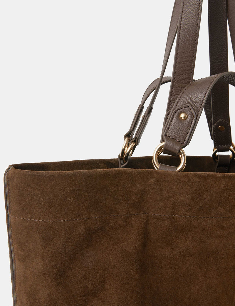 Suede multi handle tote bag genuine leather British brand