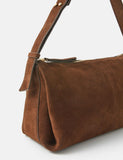 Suede ruched shoulder bag with adjustable strap - British product