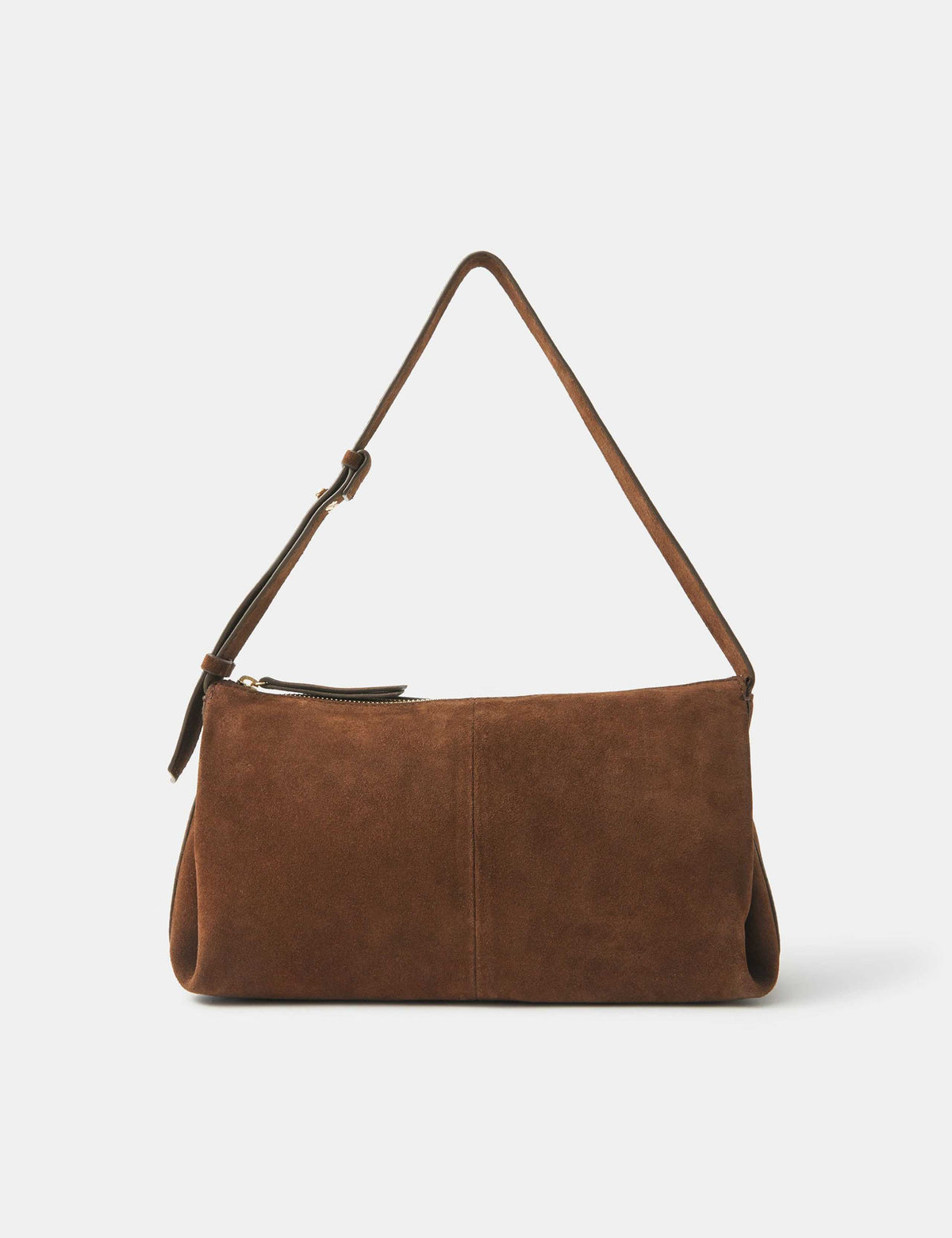 Suede ruched shoulder bag with adjustable strap - British product
