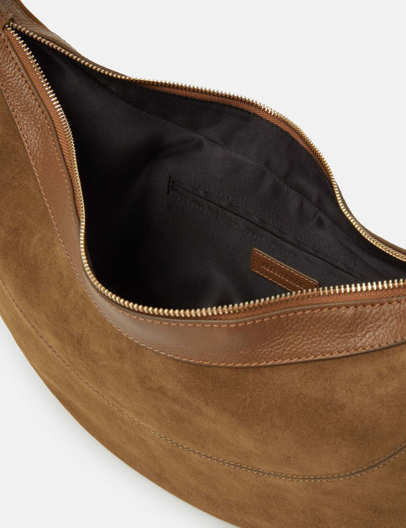 Accessorize suede shoulder bag with gold buckle, imported from the UK