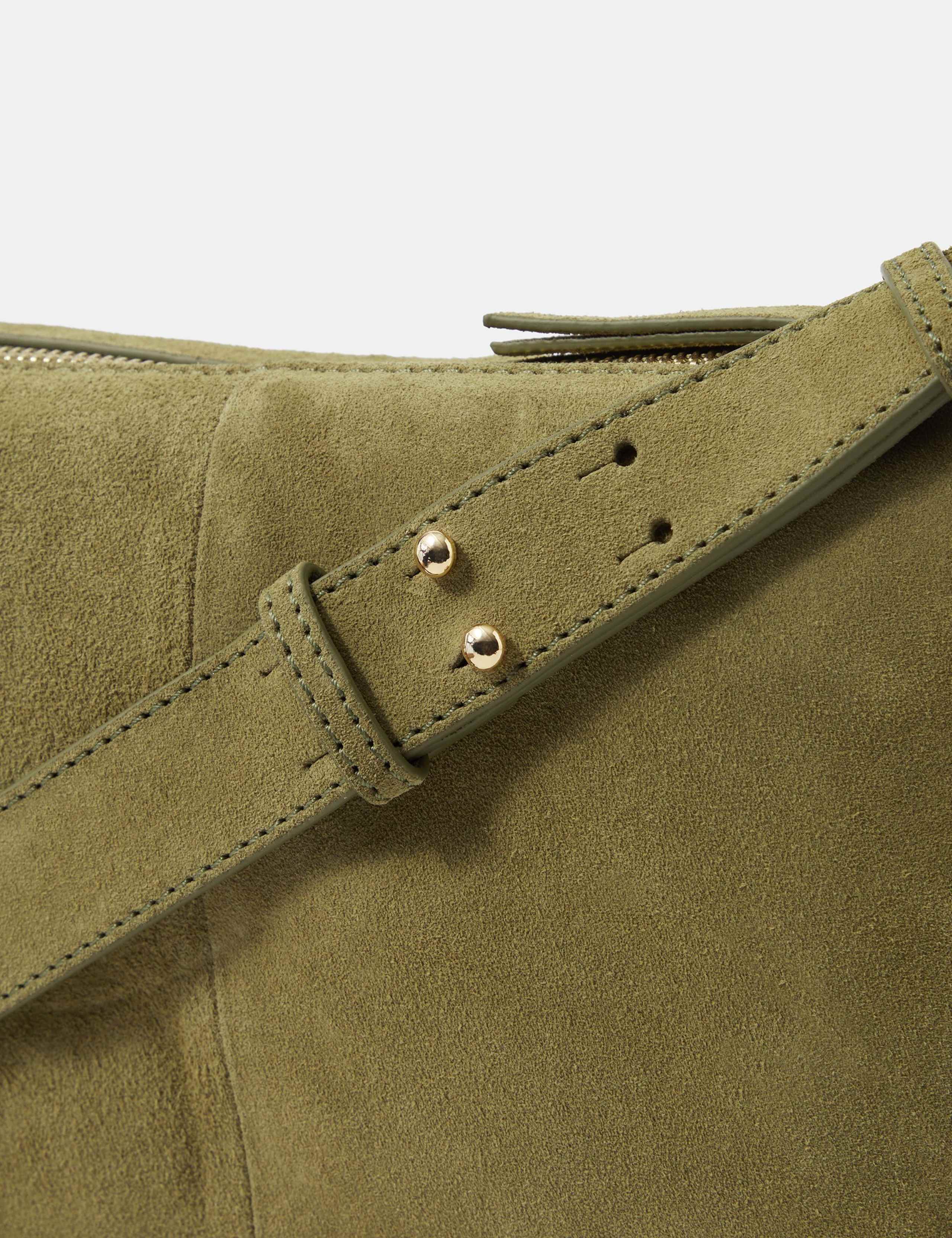 Accessorize suede shoulder bag with zip closure, imported from the UK