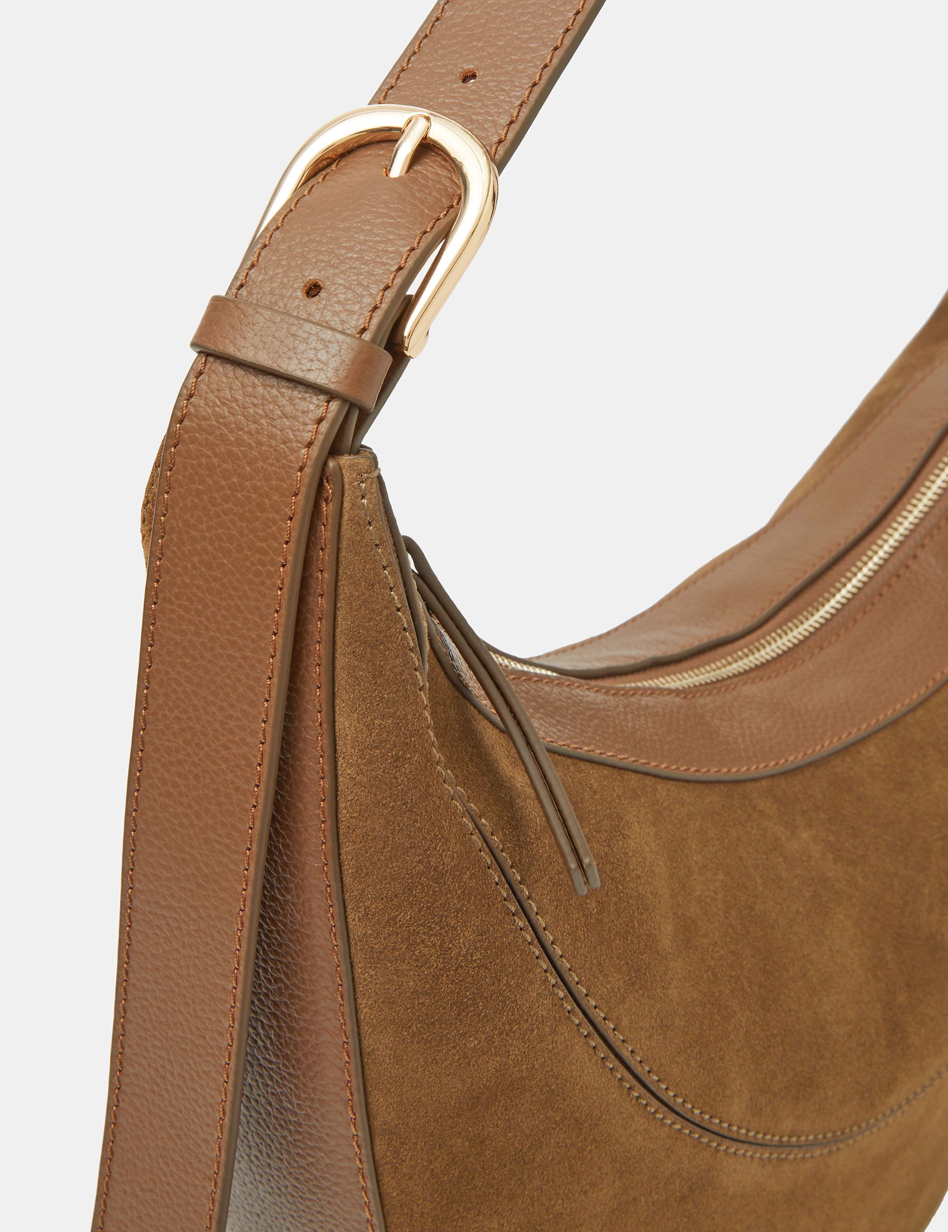 Accessorize suede shoulder bag with gold buckle, imported from the UK