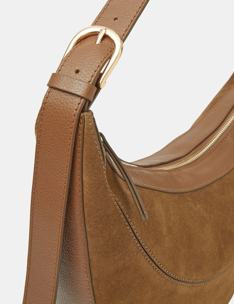 Accessorize suede shoulder bag with gold buckle, imported from the UK