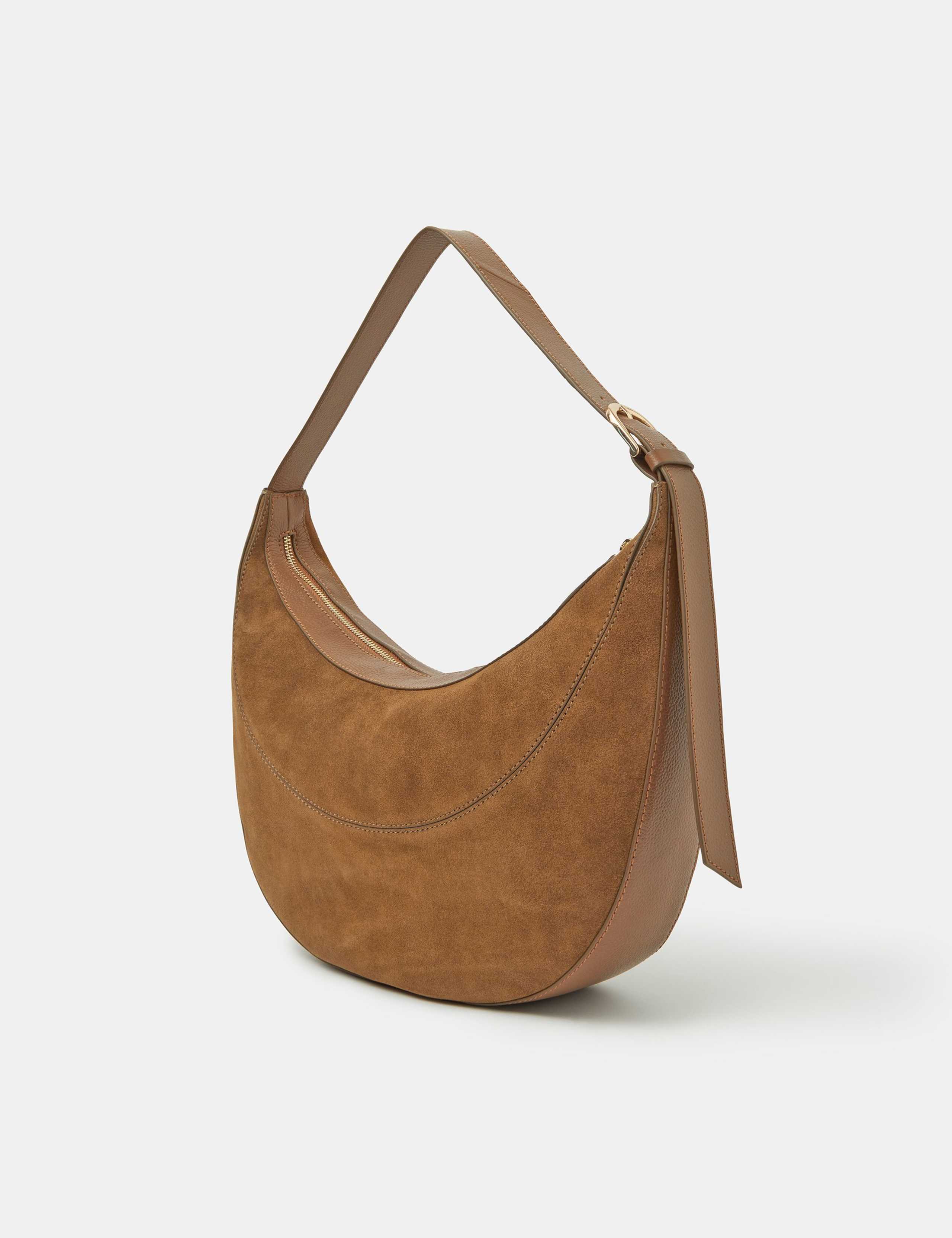 Accessorize suede shoulder bag with gold buckle, imported from the UK