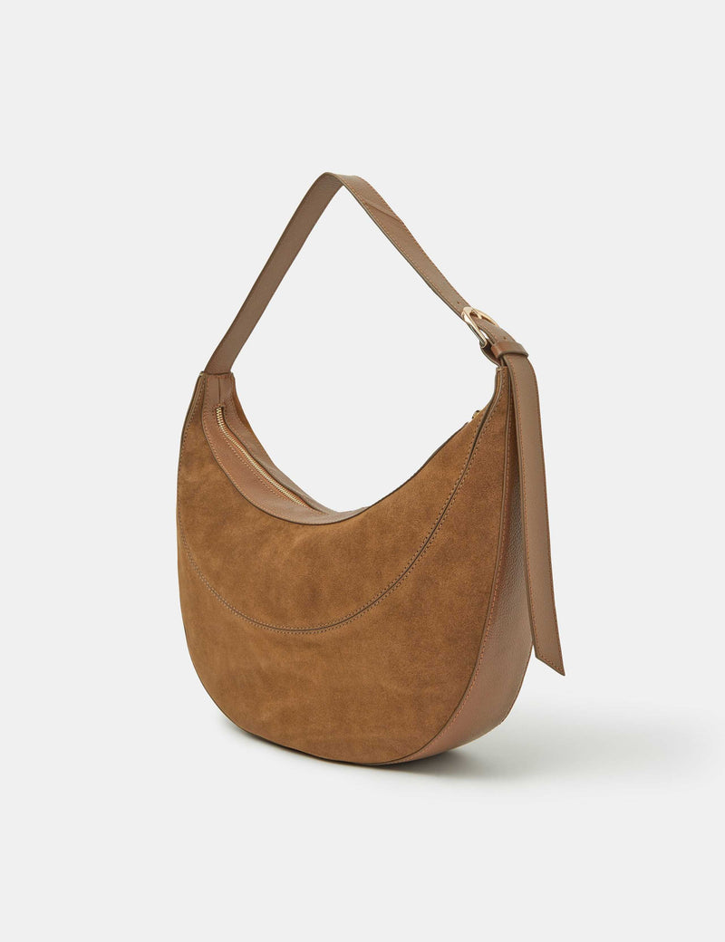 Accessorize suede shoulder bag with gold buckle, imported from the UK