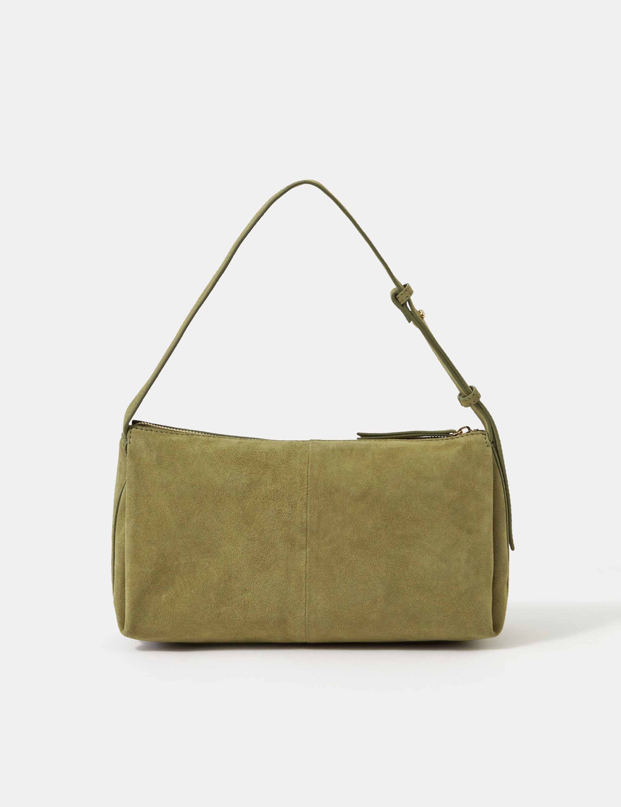 Accessorize suede shoulder bag with zip closure, imported from the UK