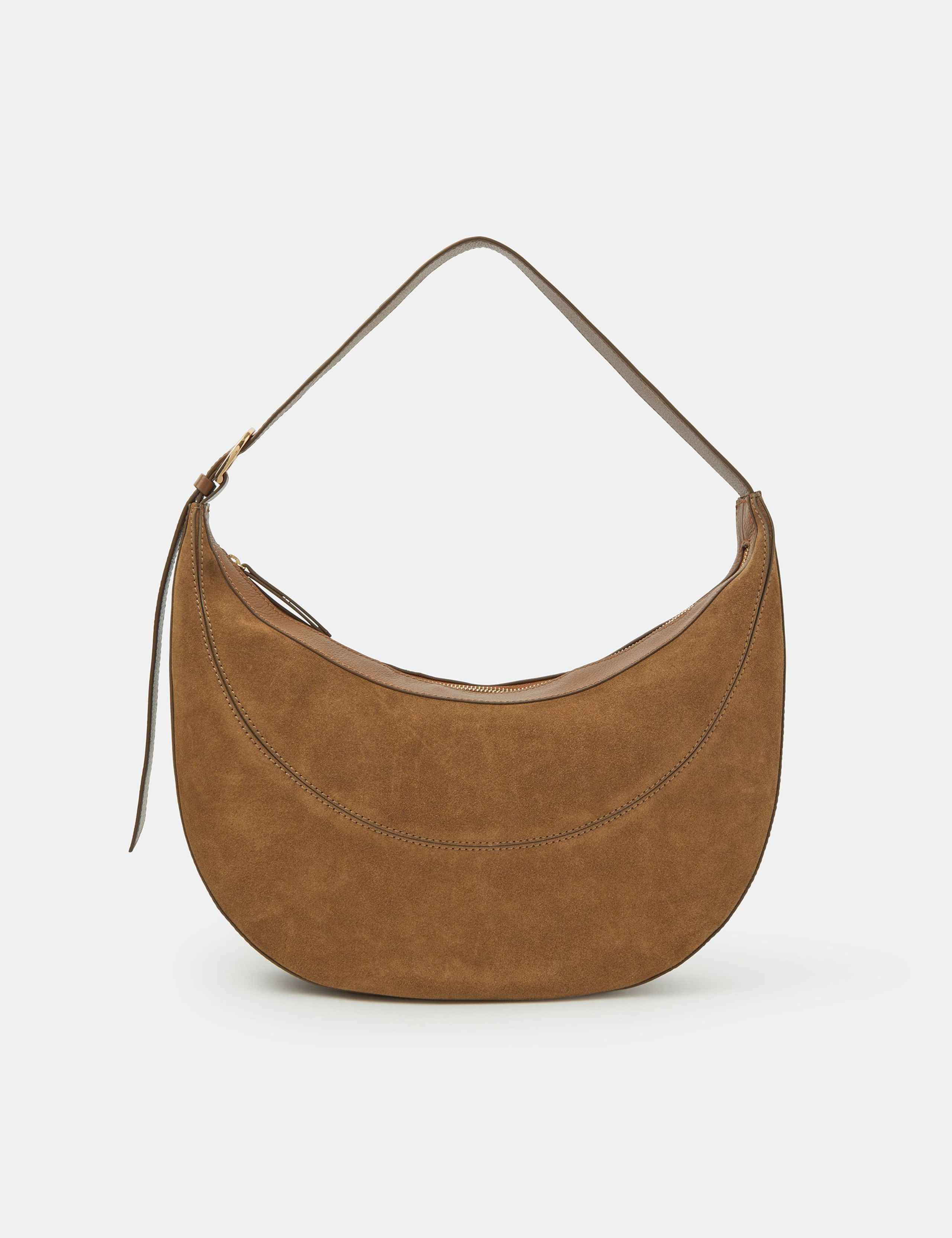 Accessorize suede shoulder bag with gold buckle, imported from the UK