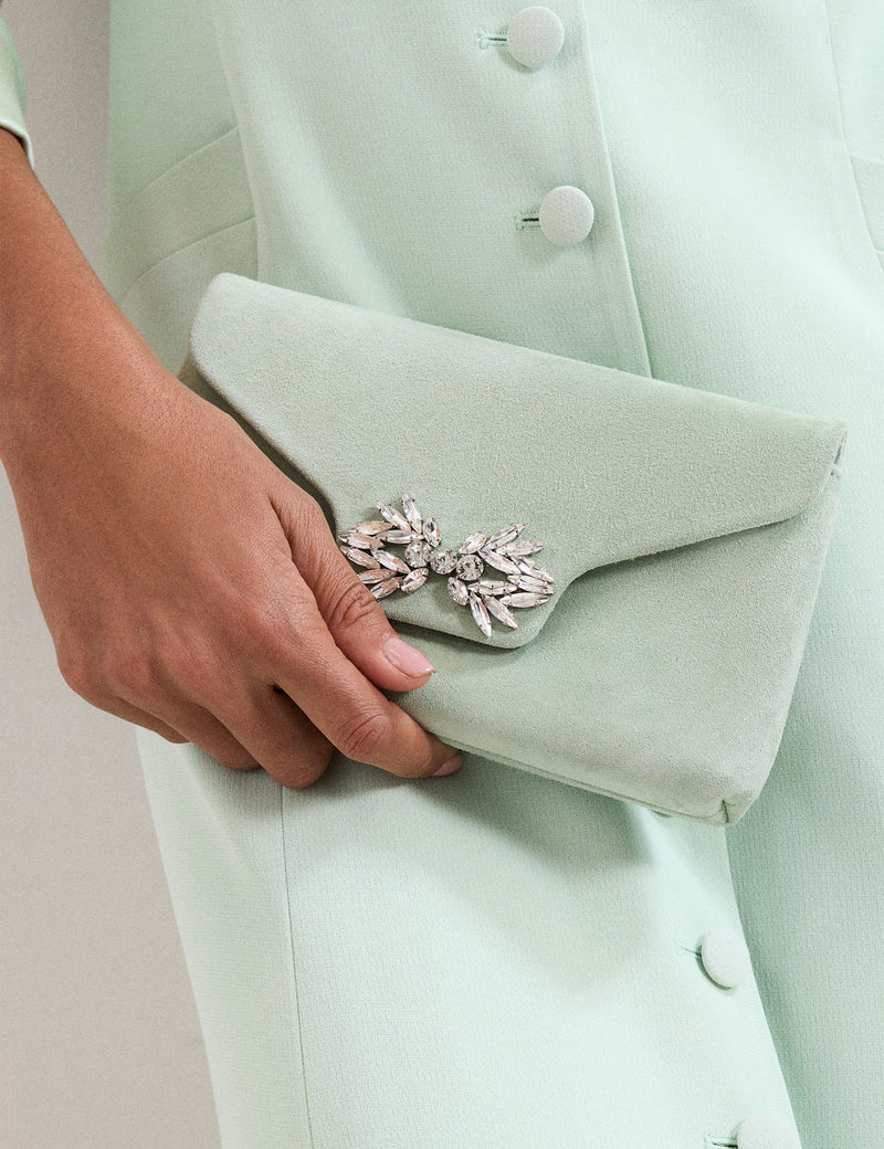 Phase Eight suede sparkle clutch bag with crystals, imported from the UK