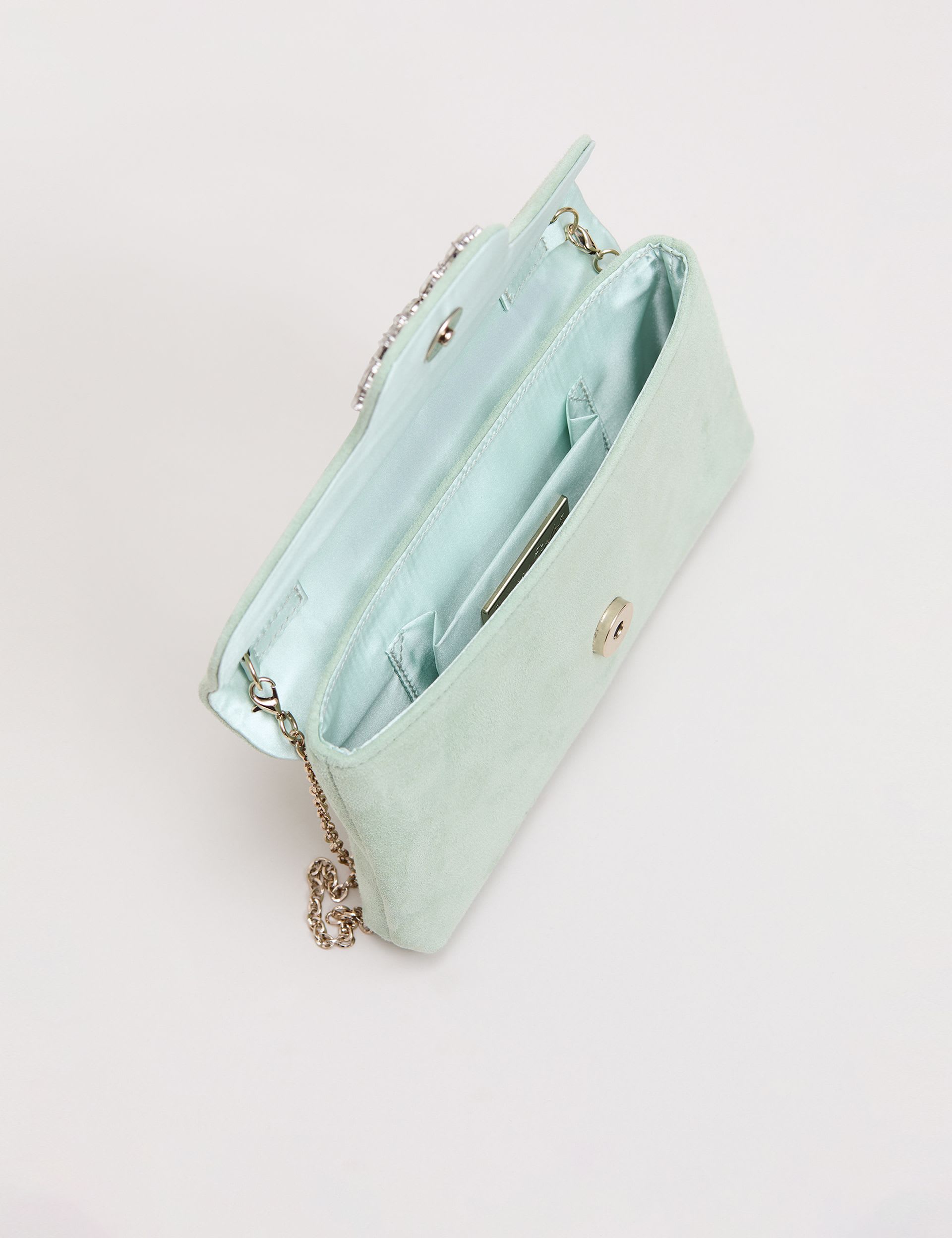 Phase Eight suede sparkle clutch bag with crystals, imported from the UK