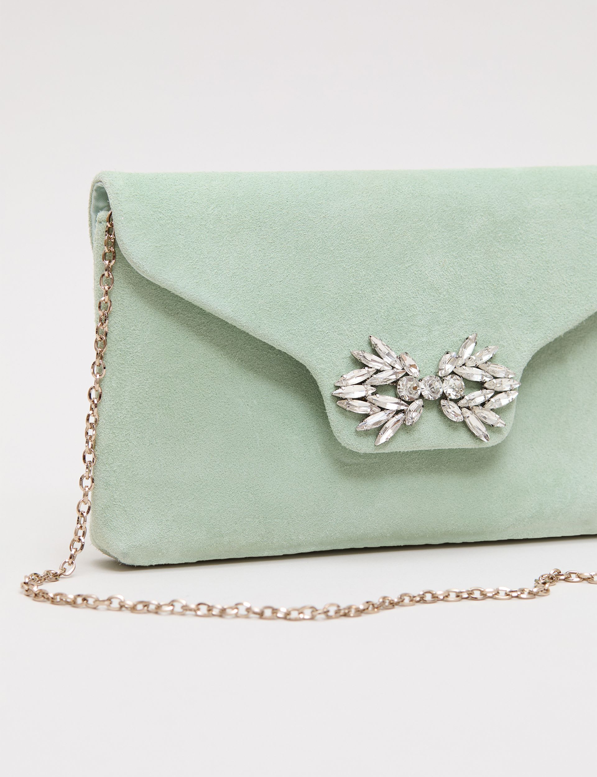 Phase Eight suede sparkle clutch bag with crystals, imported from the UK