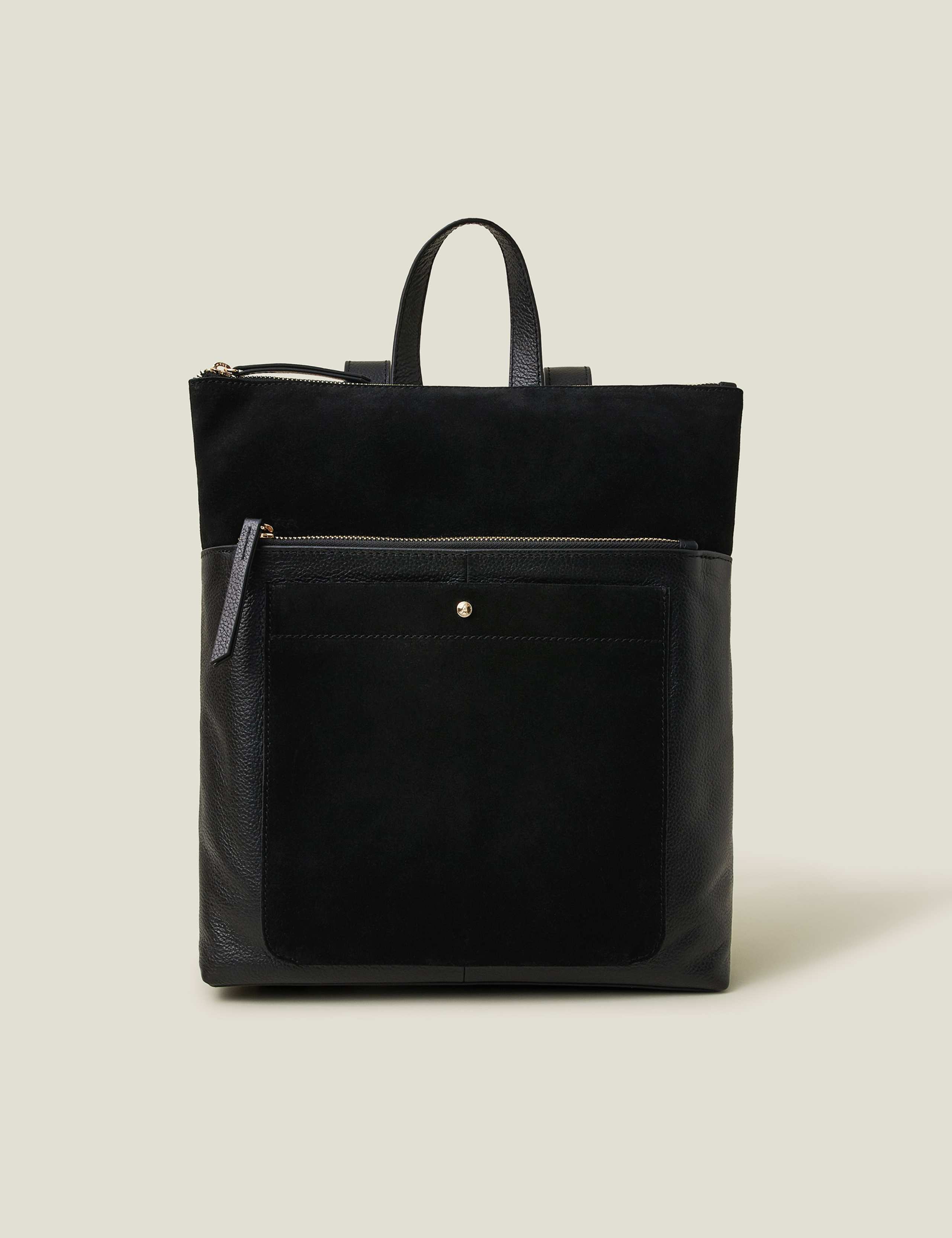 Suede leather backpack with gold hardware, UK version