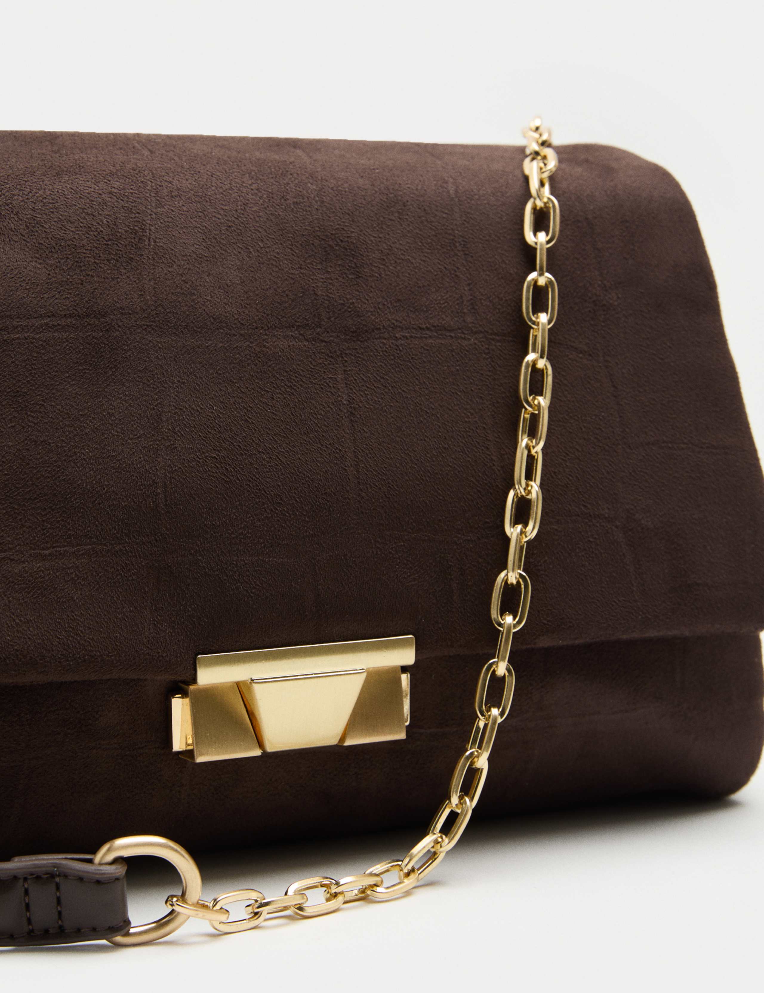 M&S croc effect suedette shoulder bag with double chain (British brand)