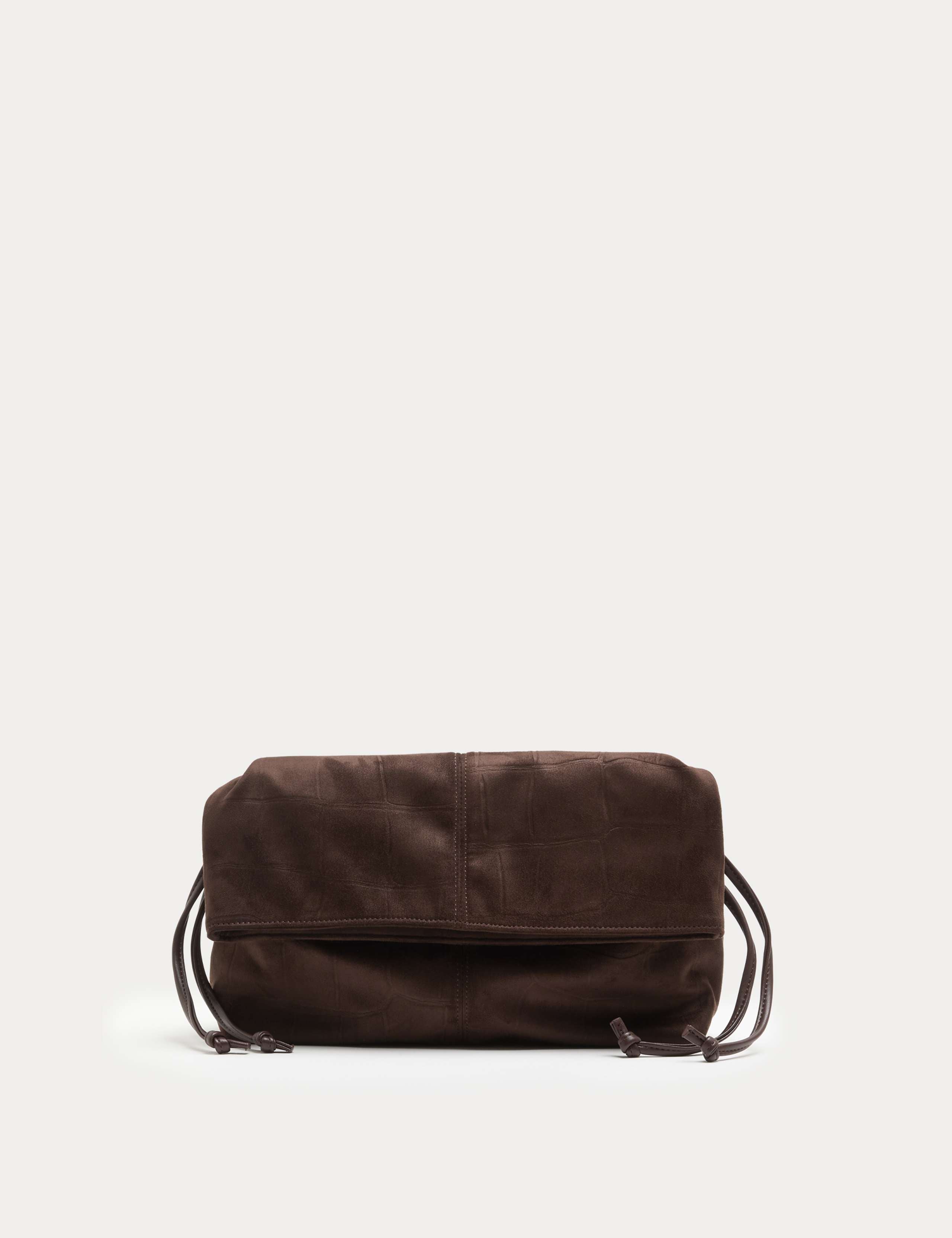 M&S suedette ruched fold-over clutch bag - British product