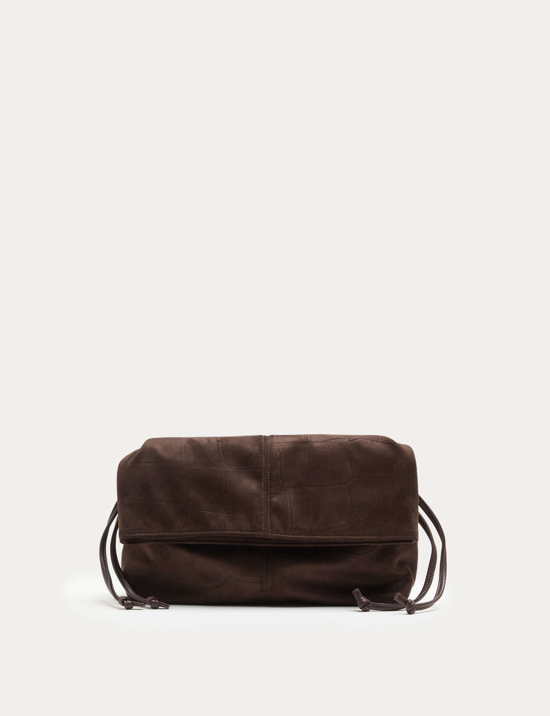 M&S suedette ruched fold-over clutch bag - British product