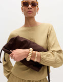 M&S suedette ruched fold-over clutch bag - British product