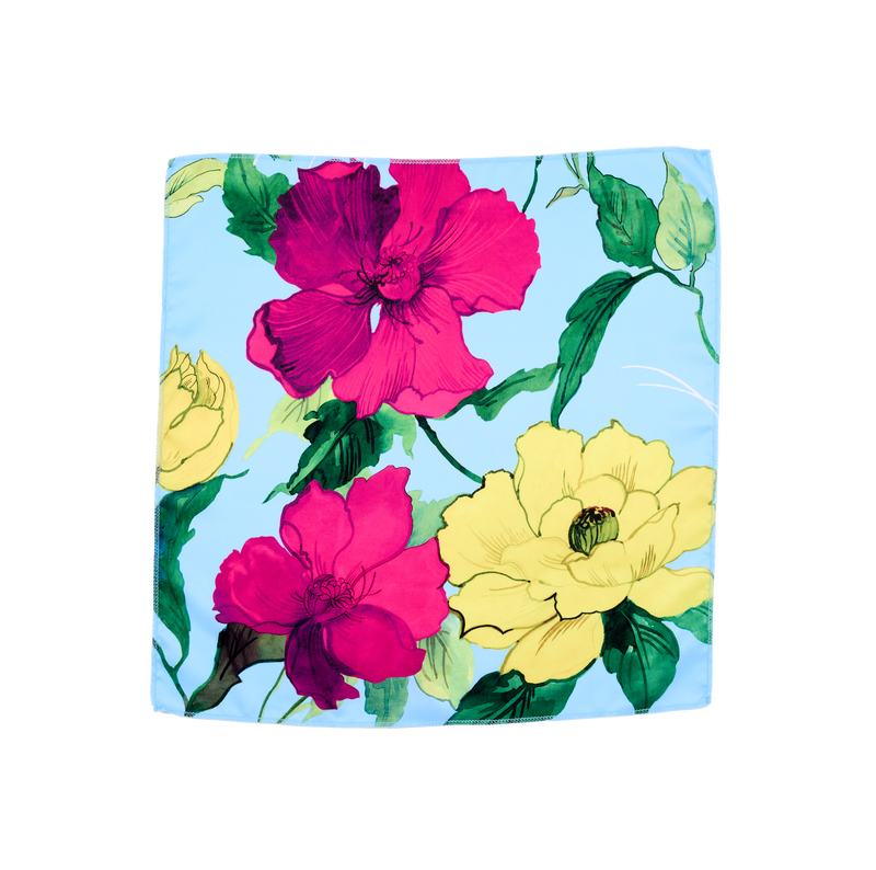 Lush Peonies Knot Wrap 50cm x 50cm, imported from the UK