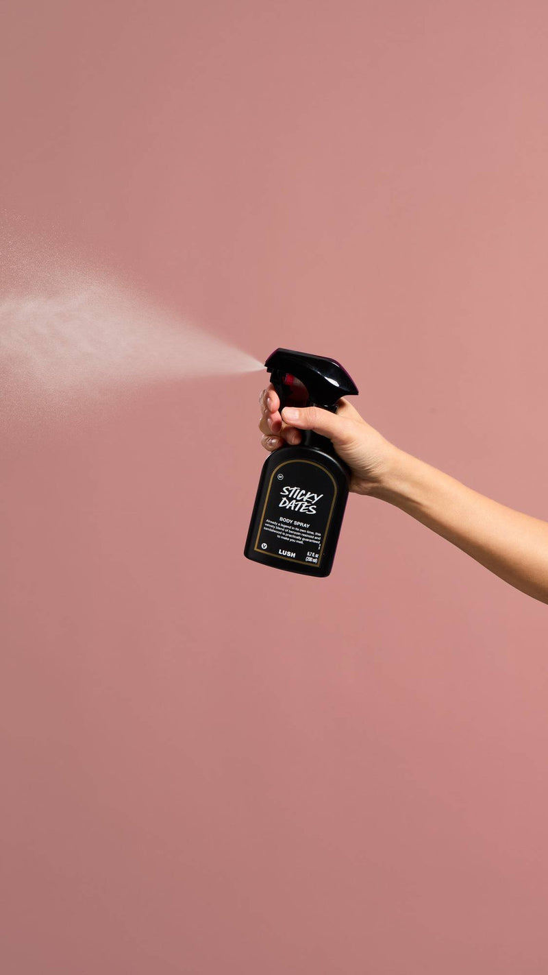 Lush Sticky Dates body spray, UK version