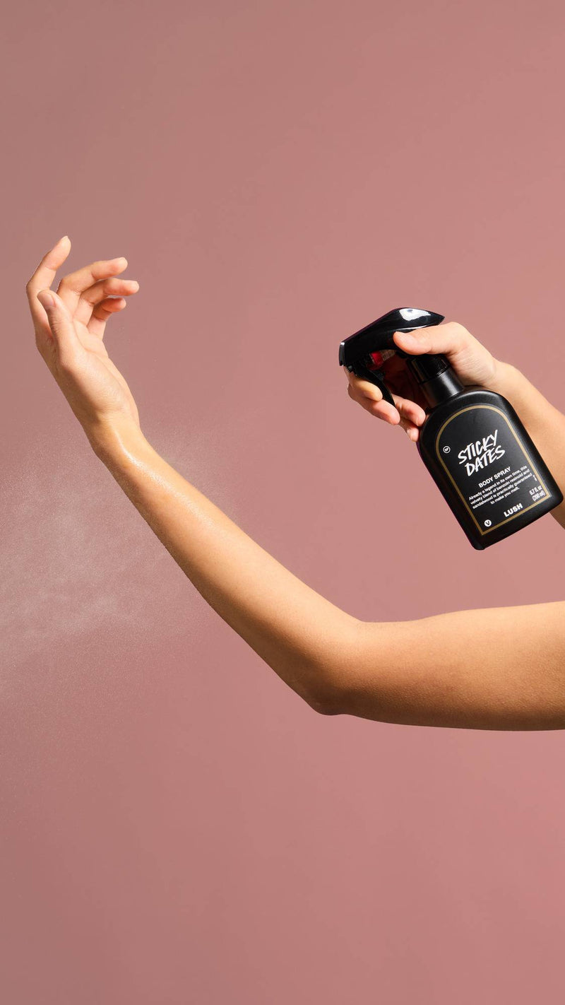 Lush Sticky Dates body spray, UK version
