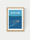 East End Prints Swim Wild framed art print Medium (British brand)