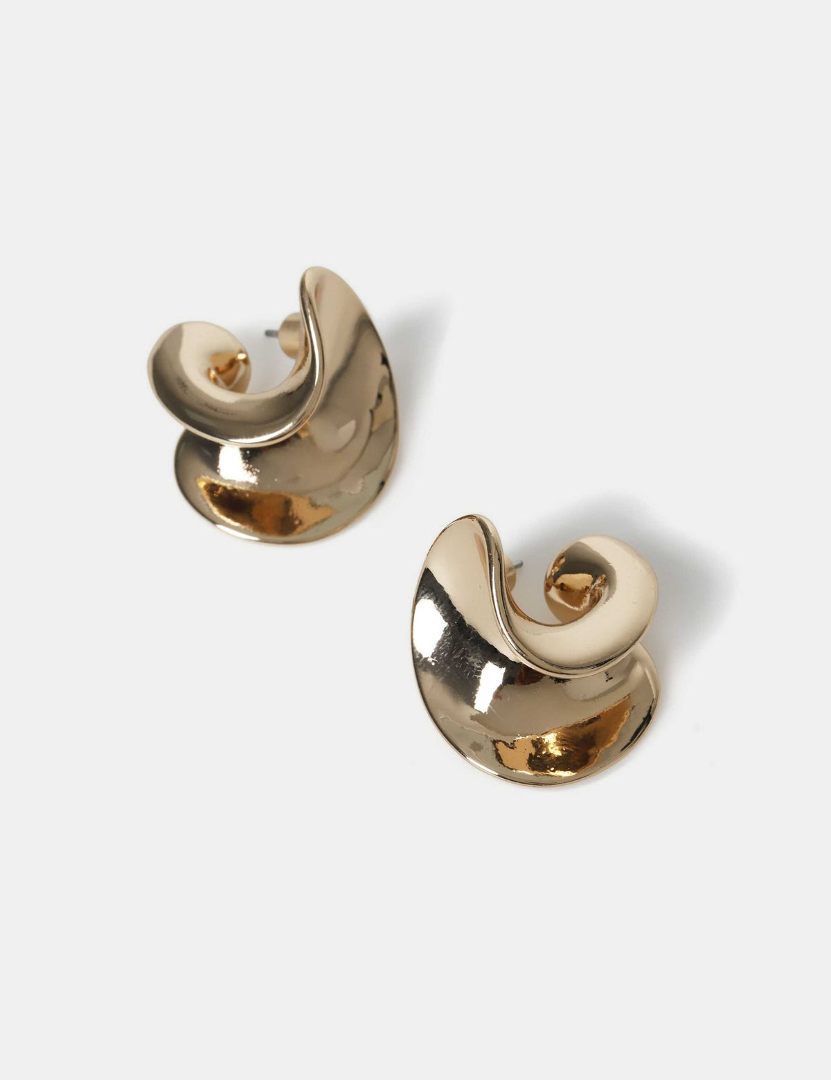 Swirl stud earrings 26mm metal (British brand)