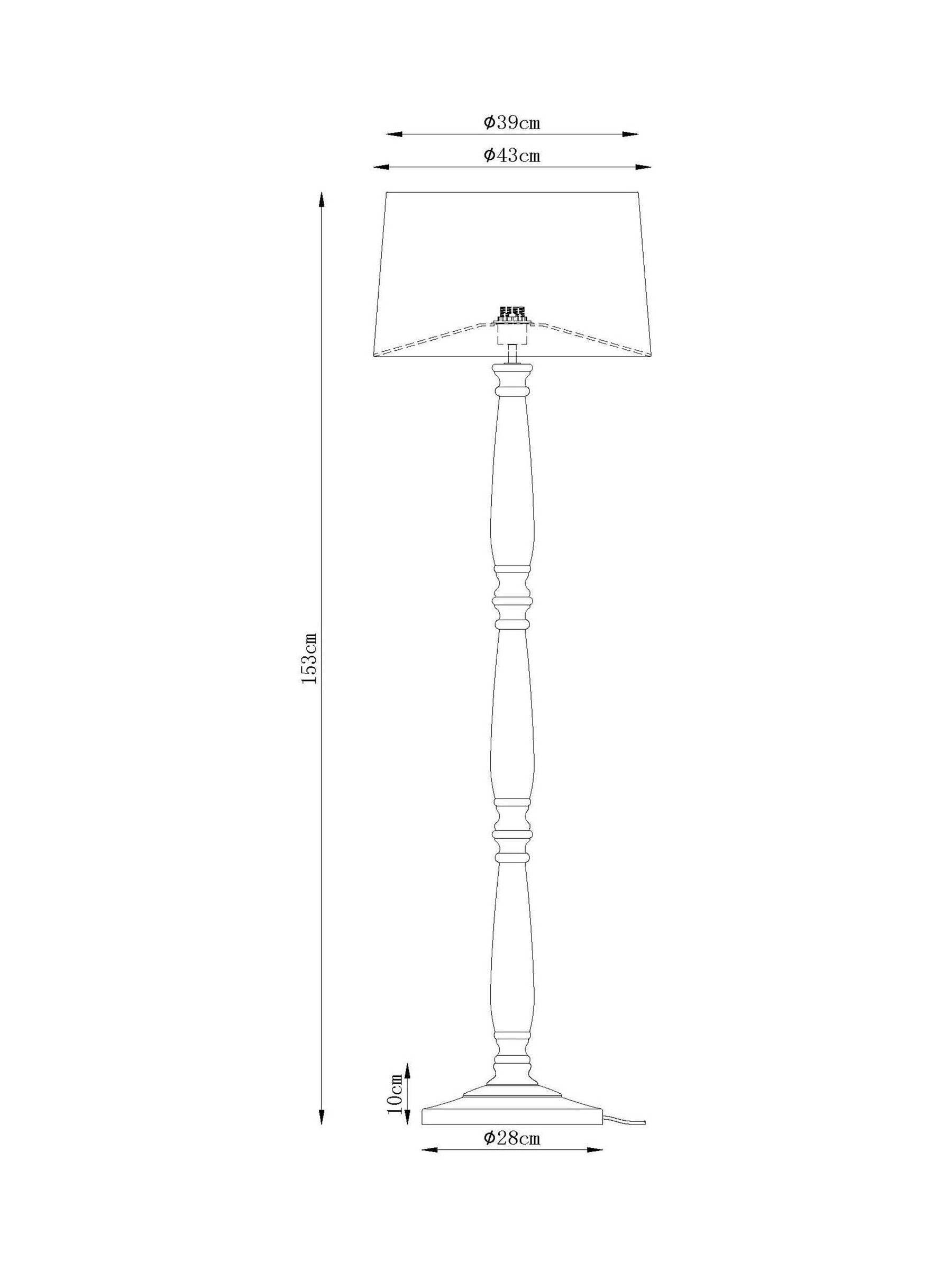 Clifton natural wood floor lamp with fabric shade (British brand)