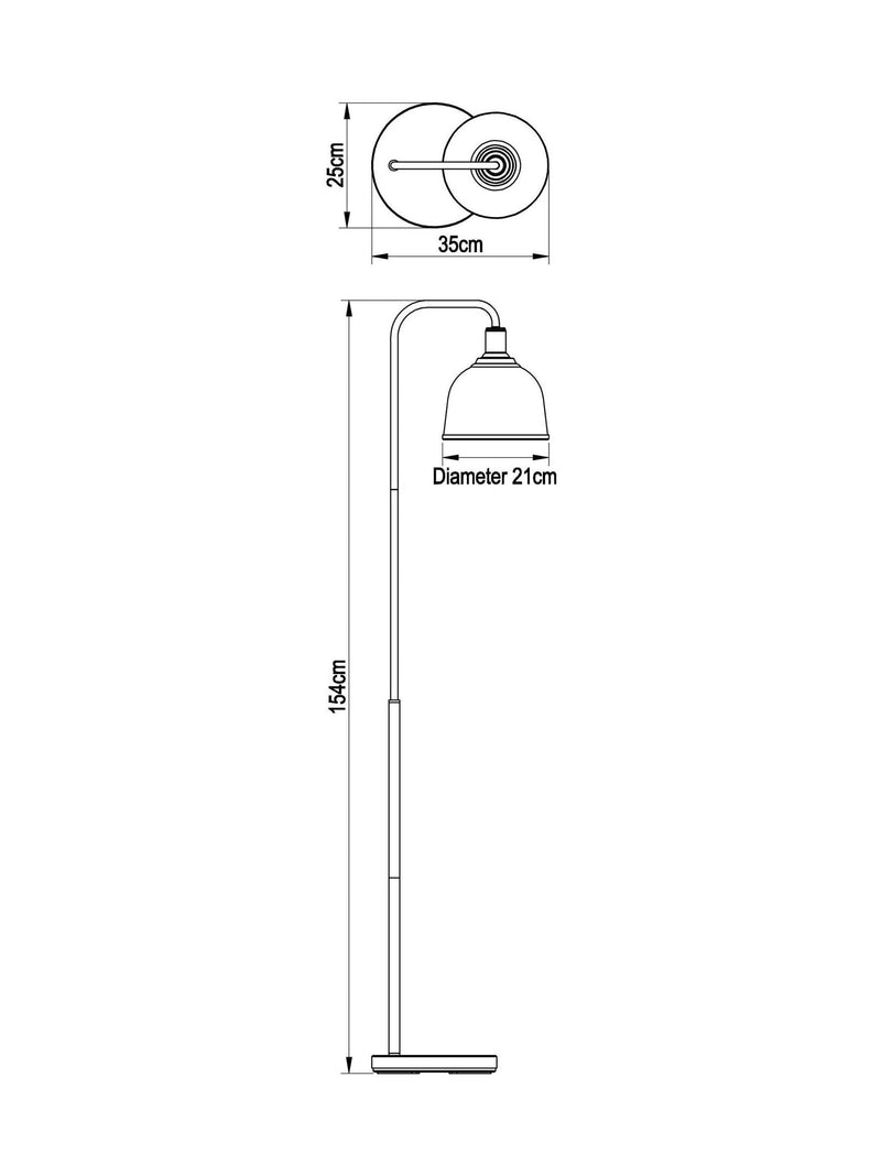 Black Gloucester floor lamp with glass shade 154cm, UK version