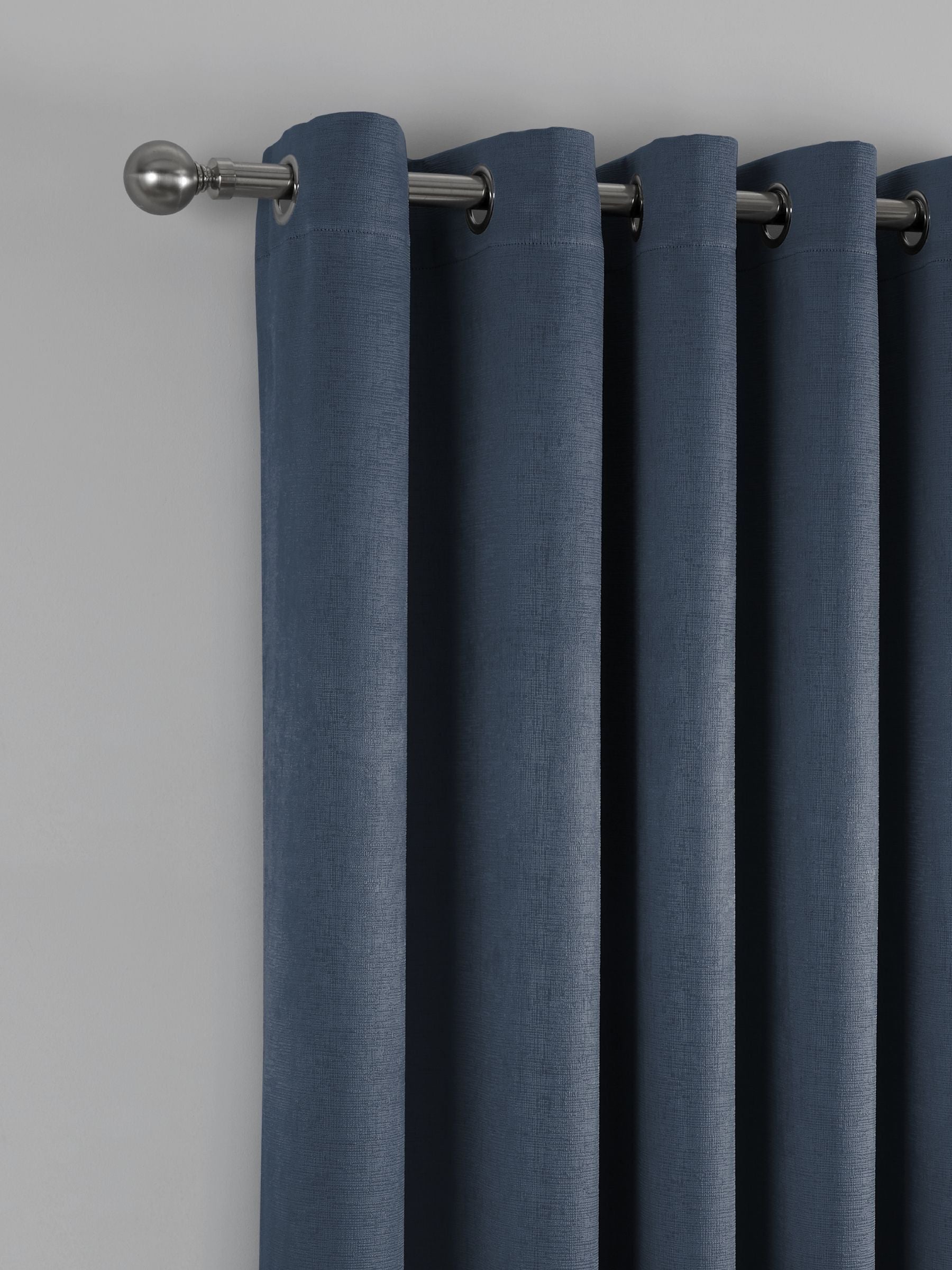 Fusion Blue Strata Light Filtering Woven Eyelet Curtains