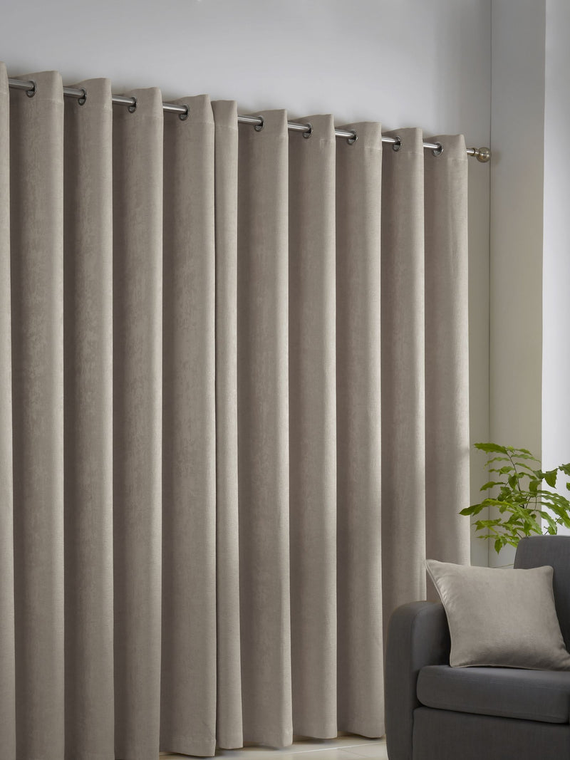 Fusion Natural Strata light filtering eyelet curtain, UK version
