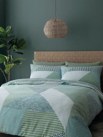 Next Catherine Lansfield Green Larsson Geo Duvet Cover and Pillowcase Set- Buy online at McGrocer