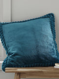 Catherine Lansfield teal blue velvet and faux fur cushion 55x55cm - British product