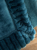 Catherine Lansfield teal blue velvet faux fur throw 150x200cm - British product